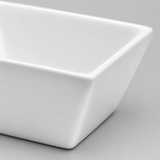 4" Square Sauce Bowl, White Ceramic, Detail view