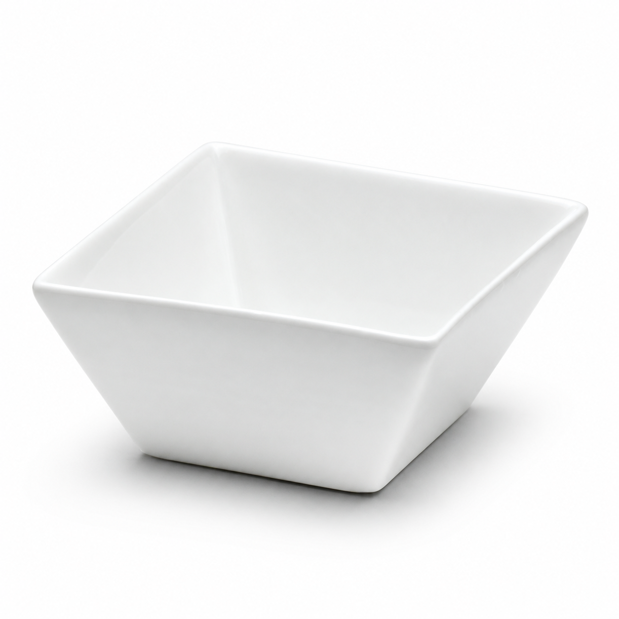 4" Square Sauce Bowl, White Ceramic, Product view