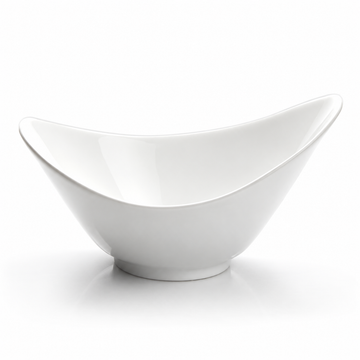 8"x5-1/8" Irregular Salad Bowl, White Ceramic, Alternate view