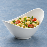 8"x5-1/8" Irregular Salad Bowl, White Ceramic, Styled view