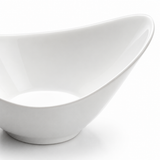 8"x5-1/8" Irregular Salad Bowl, White Ceramic, Detail view