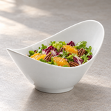 8"x5-1/8" Irregular Salad Bowl, White Ceramic, Serving example