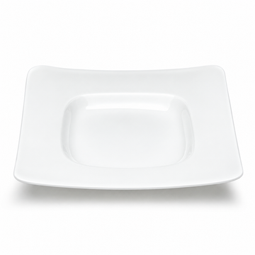 10-3/8" Square Wide Rim Plate, White Ceramic, Alternate view