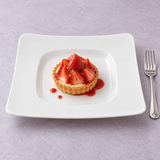 10-3/8" Square Wide Rim Plate, White Ceramic, Styled view