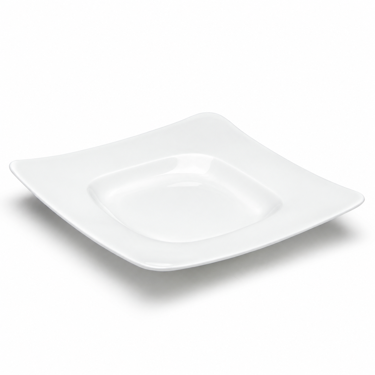 10-3/8" Square Wide Rim Plate, White Ceramic, Product view