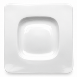 10-3/8" Square Wide Rim Plate, White Ceramic, Overhead view