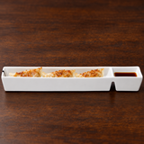 A5980 white rectangular dish with a small dumpling serving
