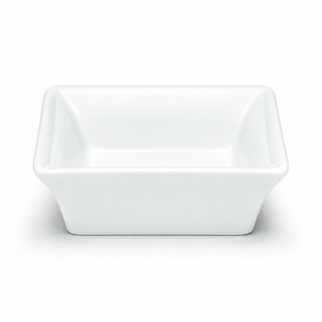 3-3/4" Square Sauce Bowl, White Ceramic, Alternate view