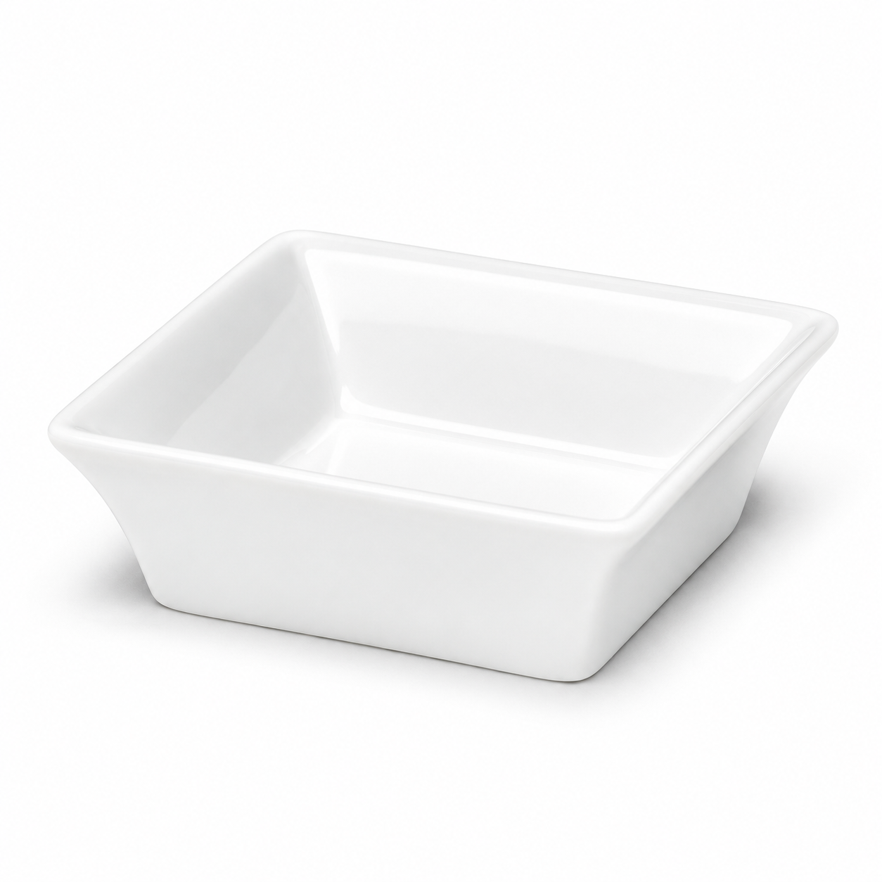 3-3/4" Square Sauce Bowl, White Ceramic, Product view
