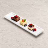 A6293 white framed rectangular plate with petite desserts