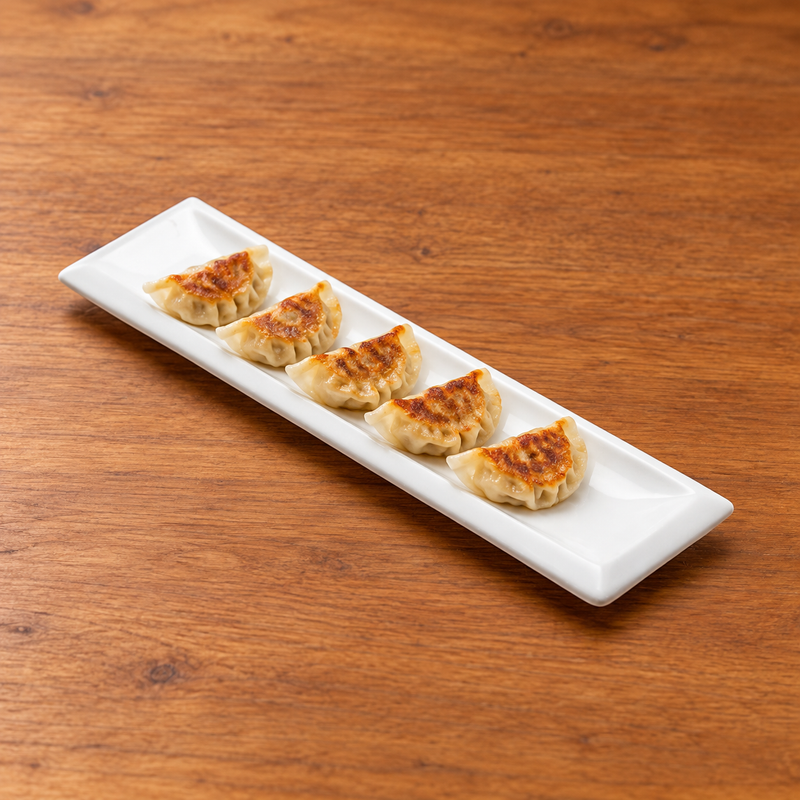 16″ × 4¼″ White Ceramic Rectangular Sushi Plate — A Row of Savory Bites