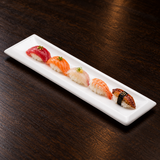 A6294 white framed rectangular platter with nigiri