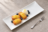 A6666: 14-1/4"x5-3/8" Rectangular Plate, White Ceramic. food-service context