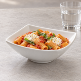 7-1/4" Square Bowl, White Ceramic, Serving example