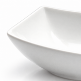 9-5/8" Square Bowl, White Ceramic, Raised corner and glazed rim