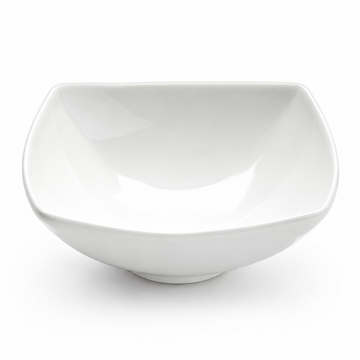 9-5/8" Square Bowl, White Ceramic, Actual higher interior view