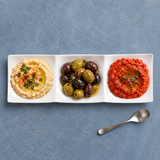 3-Compartment Plate 14-7/8"X4-7/8", White Ceramic. Alternative serving suggestion.