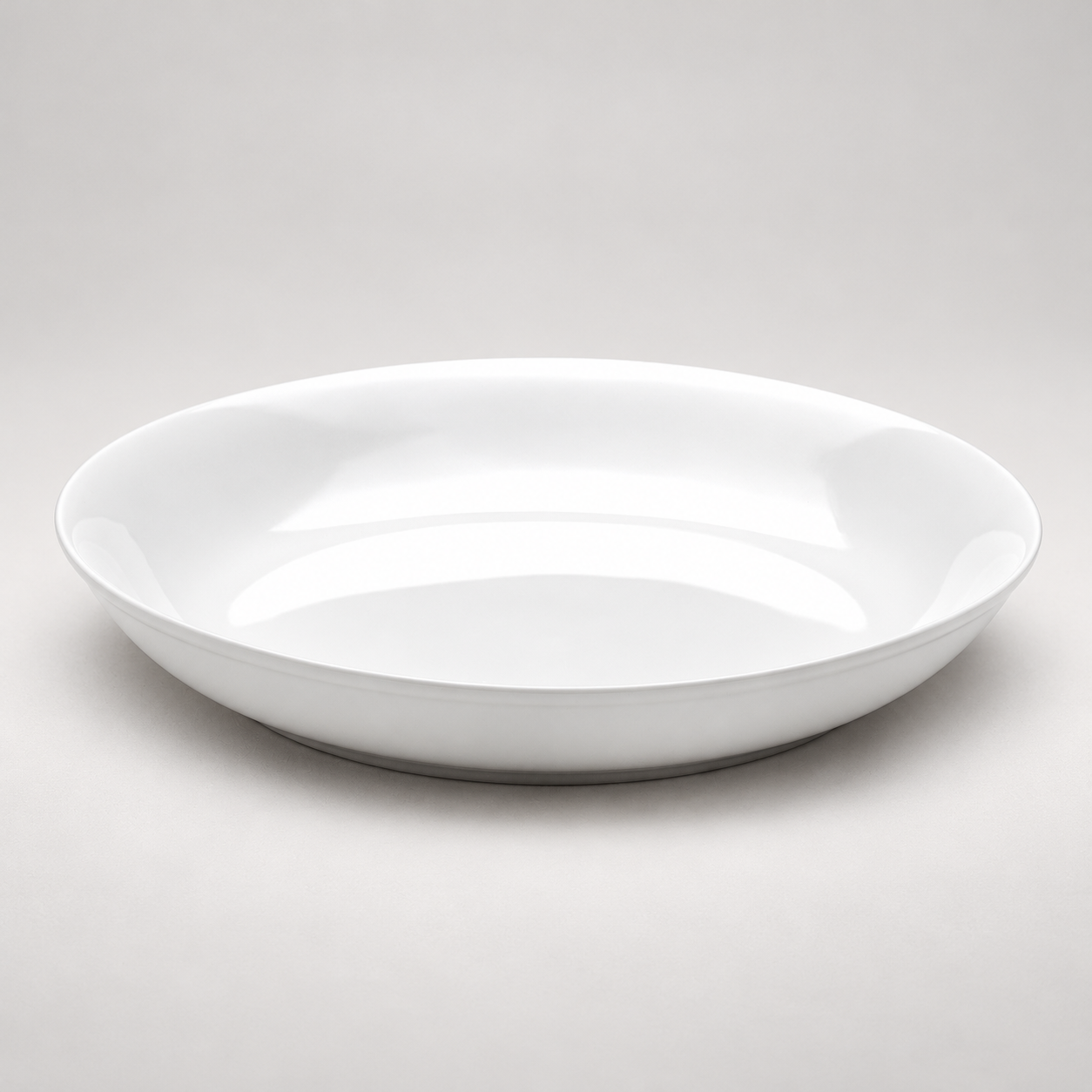 8-3/4"x1-1/2"H Round Shallow Bowl, White Ceramic, Product view