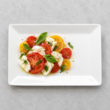 13"x8-1/2" Rectangular Platter, White Ceramic. Alternative serving suggestion.