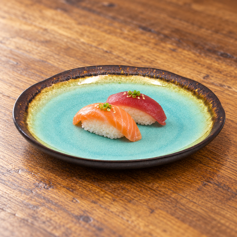 AS265-TQ turquoise dish in a realistic serving setting