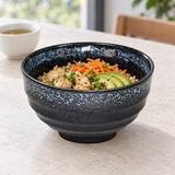 Ceramic Bowl — 22 fl. oz., Black, Styled view