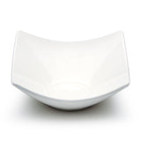 6¼″ White Ceramic Upswept Square Bowl, Lower-angle view