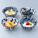 3½″ Blue & White Ceramic Small Bowl Set, 4-Piece, Set in dessert service