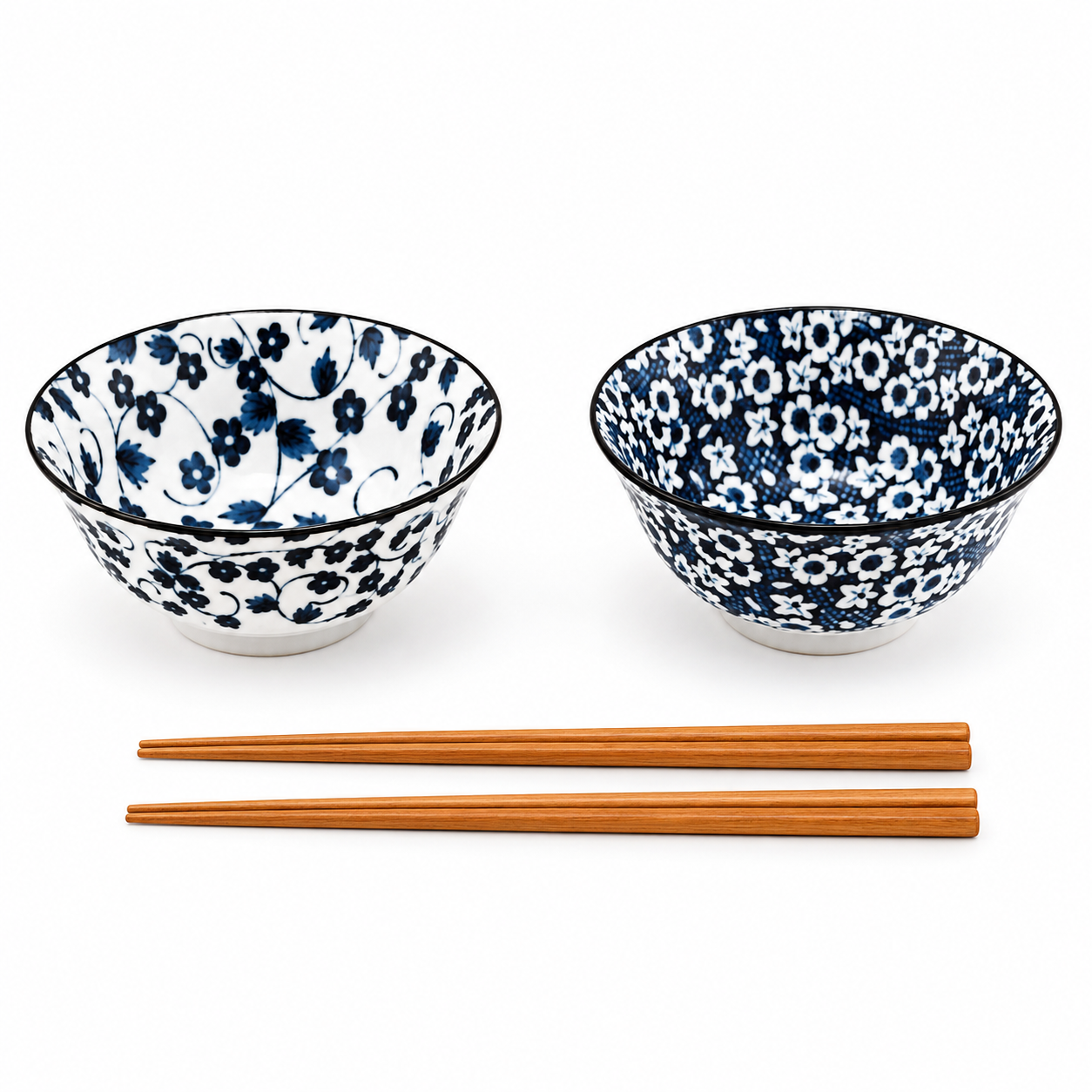 Japanese Bowl With Chopsticks 2pc Set 2:2 - Bowl : 5.75"D x 2.75"H / Chopsticks : 9"L, Product view