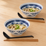 7¾″ Blue & White Bowl Set with Ladles & Chopsticks, Serving example