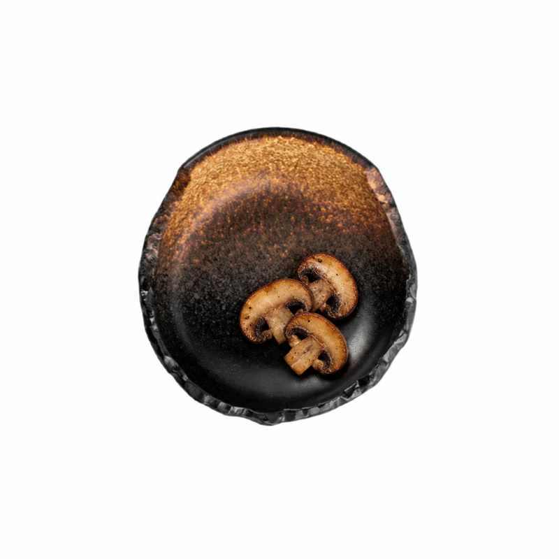 BK-3068 Earth bowl with a small portion of cooked mushroom slices