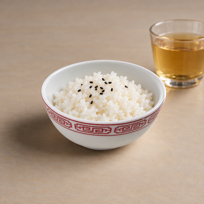 105-64 Red Gate porcelain bowl serving rice with sesame