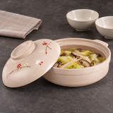 CD9-1 floral ceramic donabe with cabbage and mushroom stew
