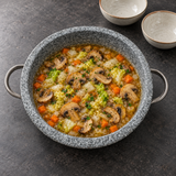 DH-STPD24 gray stone casserole with a finished mushroom and vegetable stew