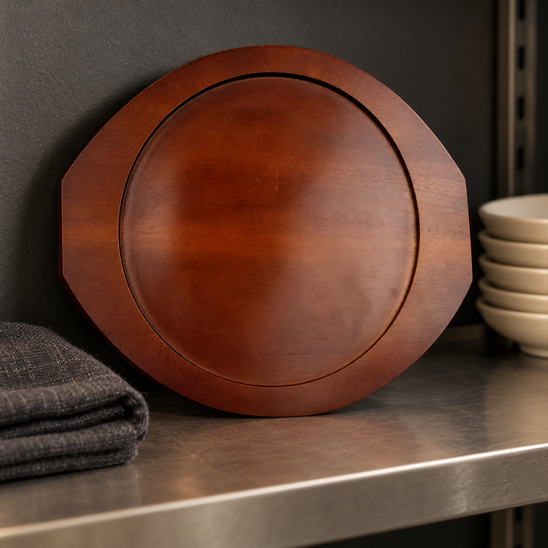 DH-WB22 wooden casserole base upright at a restaurant service station