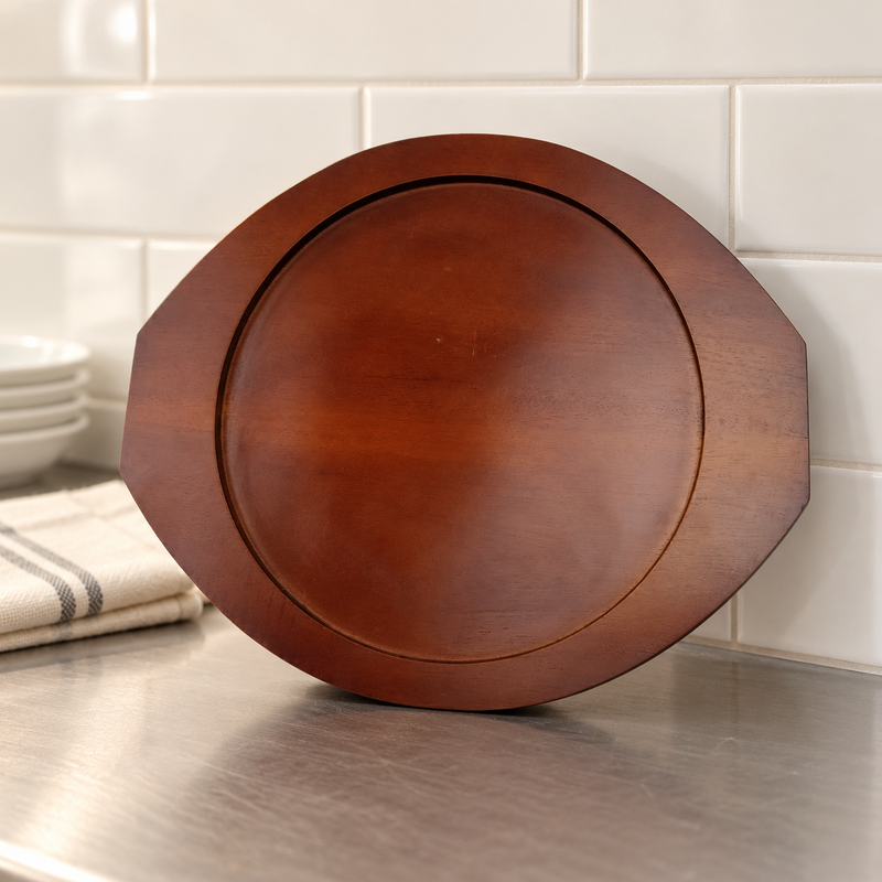 DH-WB24 wooden casserole base upright at a restaurant service station