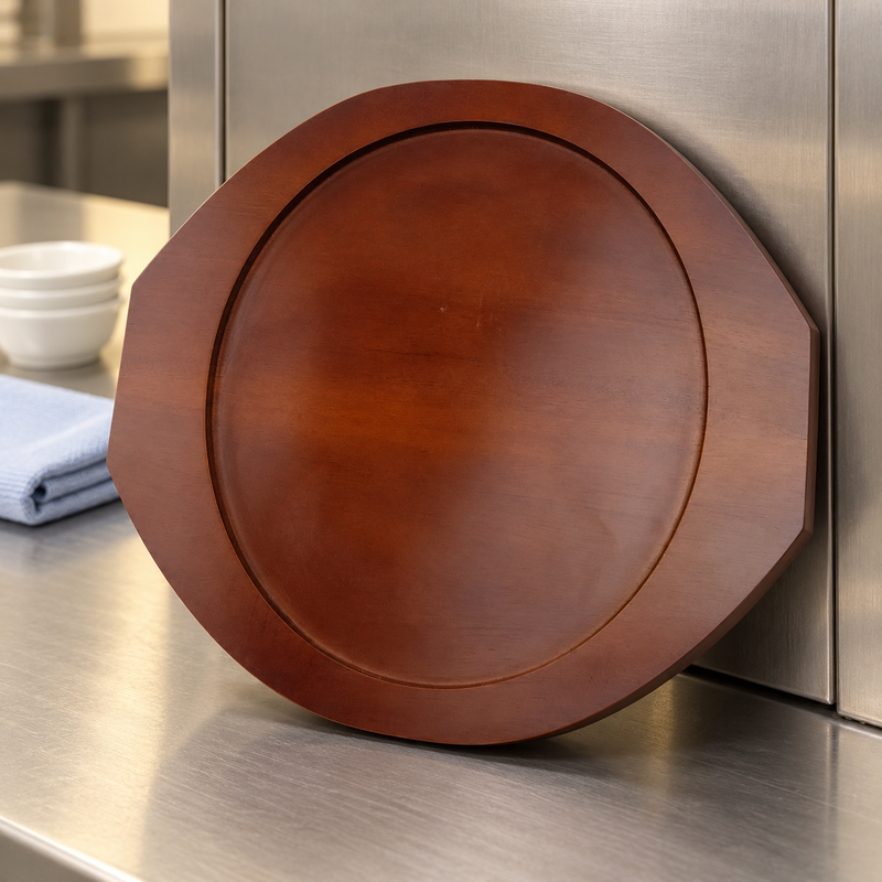 DH-WB26 wooden casserole base upright at a restaurant service station