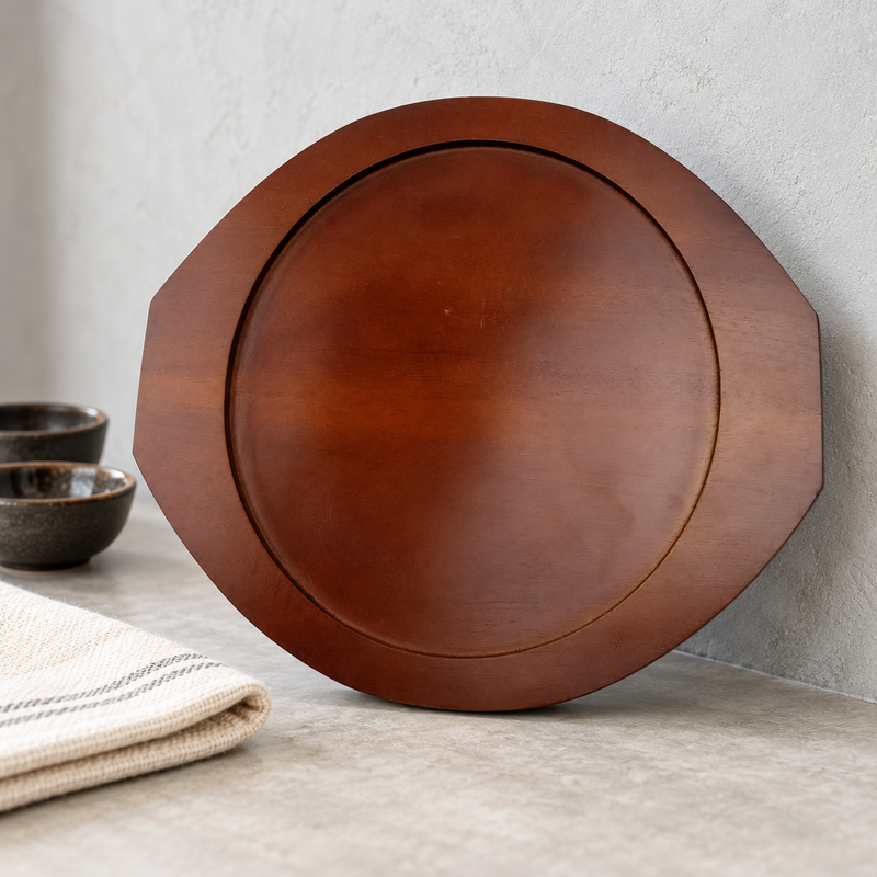 DH-WB28 wooden casserole base upright at a restaurant service station