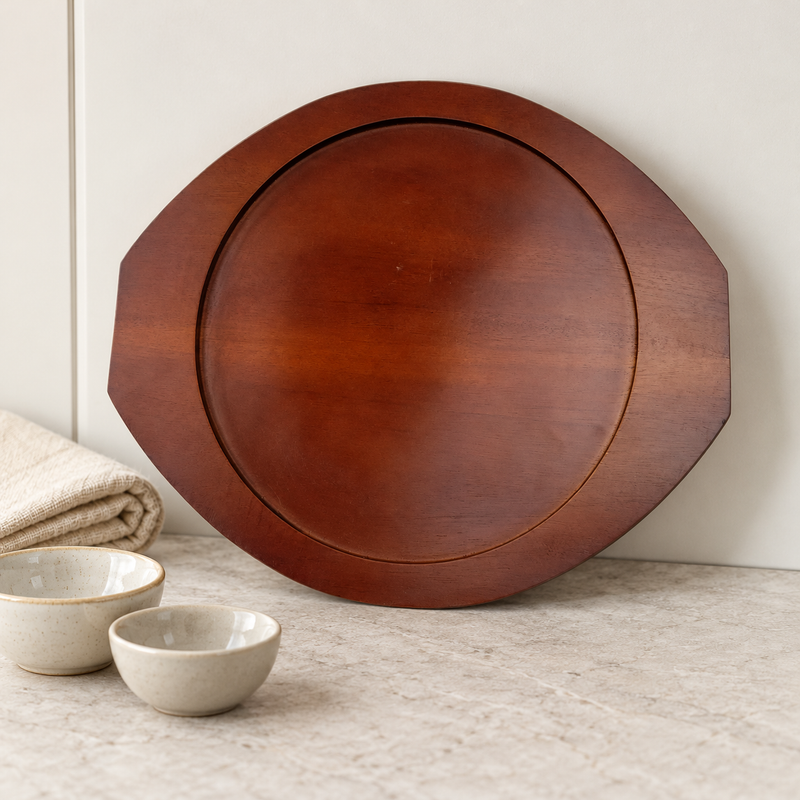 DH-WB30 wooden casserole base upright at a restaurant service station