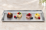 DDSI-102S stainless steel tray with four petite cakes and berries