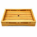 Higher view of DJ-WDTY36 wooden tray showing five slats and central opening