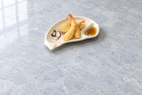 E09-E: Melamine Half Moon 2-Compartment Plate 8-1/2", Eggplant. food-service context