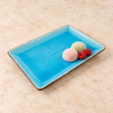FB241 turquoise rectangular plate with mochi and raspberries