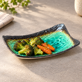 FDKG-9 turquoise ceramic plate with roasted vegetables