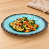 FDKN-1 turquoise ceramic plate with grilled vegetables