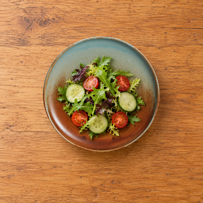 BK-0202 Fire Earth porcelain round with salad