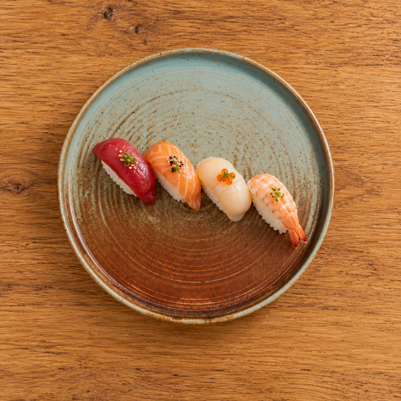 BK-0212 Fire Earth porcelain round with small nigiri
