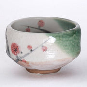 3.75" D x 2.5" H Ceramic Matcha Bowl (FT537-2), Angled plum-blossom bowl