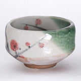 3.75" D x 2.5" H Ceramic Matcha Bowl (FT537-2), Angled plum-blossom bowl