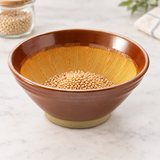 G56-K ridged grinding bowl with a modest portion of seeds ready for preparation