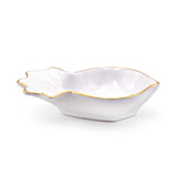 4¾″ × 3.3″ White & Gold Ceramic Radish-Shaped Bowl, Low profile